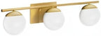 Ralbay Gold Vanity Lights - 3-Light Mid Century Modern Bathroom Wall Lights with Milky Glass Globe