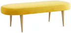 SAFAVIEH Couture Home Collection Corinne Glam Marigold Velvet Living Room Bedroom Dining Foyer Entryway Ottoman Oval Bench