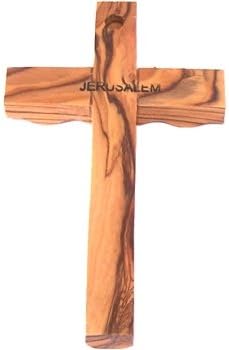 Holy Land Market Olive wood Cross from Bethlehem with a Certificate and Lord prayer card (4.75 Inches)