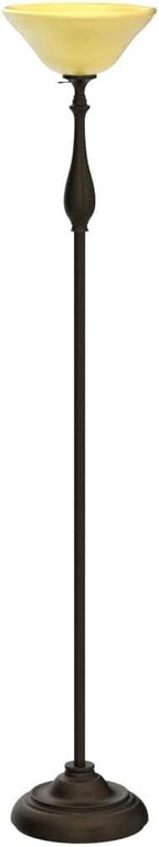 LIGHTACCENTS Royal Bronze Torchiere with Amber Alabaster Shade – Standing Light for Bedroom, Living Room, Office, Reading Corner – Floor Lamp for Home Décor, Ambient Uplight Accent