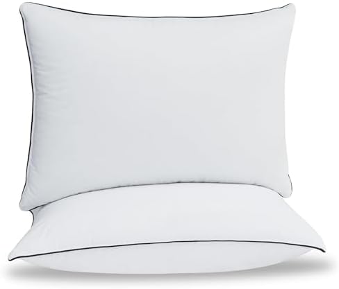 Luxurious Down Pillows - Standard Size, High Fill Power, Breathable Cotton Blend Shell,Down Pillow Ideal for Every Night (White, Standard (Pack of 2))
