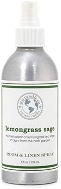 ECO CANDLE CO. Room & Linen Spray, Lemongrass Sage, 8 oz. - Scents Of Lemongrass & Sage - Recycled Aluminum Bottle, No Propellents, Pump Top, All Natural Ingredients