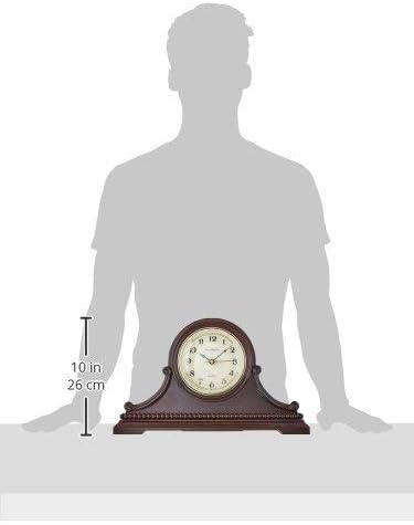 Mantel Clocks, Battery Operated, Silent Wood Table Clock with Westminster Chimes On The Hour, Solid Wooden Shelf Chiming Mantle Clock, 9" x 16" x 3" (Walnut - Arabic Numerals)