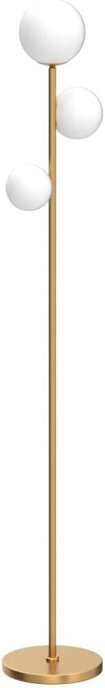 Fiqevs 3 Globe Mid Century Modern Floor Lamp for Living Room, Gold Floor Lamp with Frosted Glass Shade and LED Bulbs, Warm Light Standing Tall Pole Lamp for Bedrooms, Office - Antique Brass