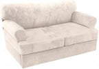 H.VERSAILTEX Sofa Cover 3 Piece Loveseat Slipcovers Thick Velvet Couch Cover Furniture Protector Stretch Sofa Covers for 2 Cushion Couch with 2 Individual T Cushion Covers Washable, Ivory