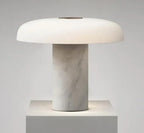 Mushroom Table Lamp | Solid Marble White Base & Frosted Glass Shade | 3000K Warm White LED | Modern Lamp for Bedroom, Living Room, Office, Entryway, Desk, Small Spaces