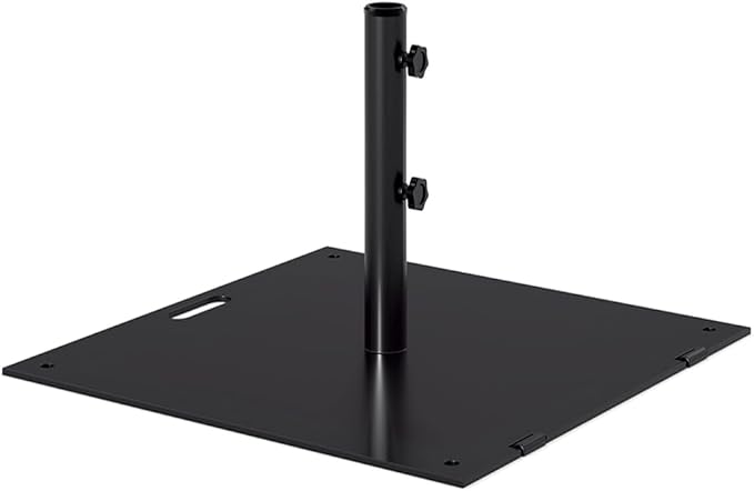 Sundale Outdoor Umbrella Base 40lbs with Stainless Steel Umbrella Tube, Heavy Duty Square Steel Umbrella Stand with Roller, Black