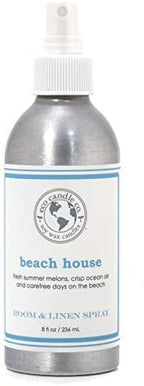 ECO CANDLE CO. Room & Linen Spray, Beach House, 8 oz. - Scents Of Melons & Ocean Air - Recycled Aluminum Bottle, No Propellents, Pump Top, All Natural Ingredients