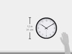 Amazon Basics Classic 12", Easy to Read, Silent Non Ticking, Battery Operated, Round Wall Clock, Black