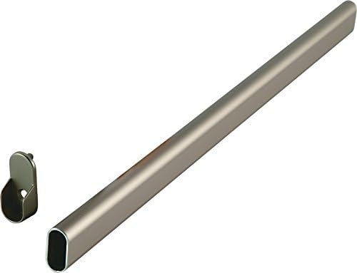 Oval Closet Rod with End Supports (Satin Nickel, 36" Wide Space)