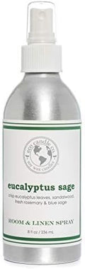 ECO CANDLE CO. Room & Linen Spray, Eucalyptus Sage, 8 oz. - Scents Of Eucalyptus, Sandalwood, Rosemary, & Sage - Recycled Aluminum Bottle, No Propellents, Pump Top, All Natural Ingredients