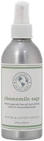 ECO CANDLE CO. Room & Linen Spray, Chamomile Sage, 8 oz. - Scents Of Sage & Chamomile - Recycled Aluminum Bottle, No Propellents, Pump Top, All Natural Ingredients
