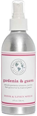 ECO CANDLE CO. Room & Linen Spray, Gardenia & Guava, 8 oz. - Scents Of Gardenia, Jasmine, Guava, & Tropical Greens - Recycled Aluminum Bottle, No Propellents, Pump Top, All Natural Ingredients