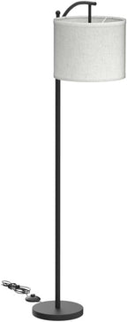 DLLT Modern Arc Floor Lamp, Farmhouse Standing Floor Lamps with Lantern Lampshade, Industrial Tall Reading Light for Bedroom Living Room Office Study, 3 Color Temperatures, Black, 8W Bulb Included