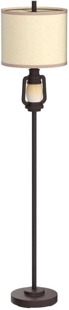 Floor Lamp for Living Room Vintage Standing Lamp with Linen Fabric Hardback Shade Industrial Tall Lamp with Night Light Decor for Living Room, Bedroom,Study, Home Office