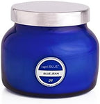 Capri Blue Scented Candles - Soy Candle Wax Blend - Jar Candles - Blue Candle Gifts for Women & Men - Luxury Candles for Home Scented with Citrus, White Musk & Patchouli - Blue Jean (8 oz)