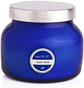 Capri Blue Scented Candles - Soy Candle Wax Blend - Jar Candles - Blue Candle Gifts for Women & Men - Luxury Candles for Home Scented with Citrus, White Musk & Patchouli - Blue Jean (8 oz)