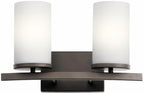 Kichler Crosby 15" 2 Light Vanity Light Satin Etched Cased Opal Olde Bronze®