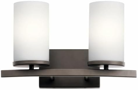 Kichler Crosby 15" 2 Light Vanity Light Satin Etched Cased Opal Olde Bronze®