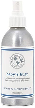 ECO CANDLE CO. Room & Linen Spray, Baby's Butt, 8 oz. - Scents Of Lavender, Baby Powder, & Vanilla - Recycled Aluminum Bottle, No Propellents, Pump Top, All Natural Ingredients