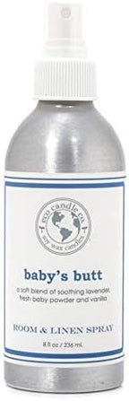 ECO CANDLE CO. Room & Linen Spray, Baby's Butt, 8 oz. - Scents Of Lavender, Baby Powder, & Vanilla - Recycled Aluminum Bottle, No Propellents, Pump Top, All Natural Ingredients