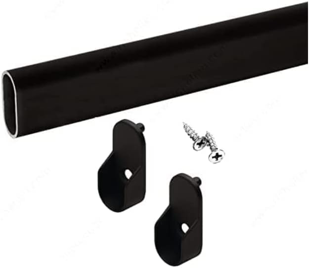 Oval Closet Rod with End Supports (Black, 36" Wide Space)