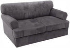 H.VERSAILTEX Sofa Cover 3 Piece T Cushion Loveseat Slipcovers Thick Velvet Couch Cover Stretch T Cushion Sofa Covers for 2 Cushion Couch with 2 Individual T Cushion Covers Washable, Grey