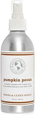 ECO CANDLE CO. Room & Linen Spray, Pumpkin Pecan, 8 oz. - Scents Of Pumpkin, Pecans, & Maple Syrup - Recycled Aluminum Bottle, No Propellents, Pump Top, All Natural Ingredients