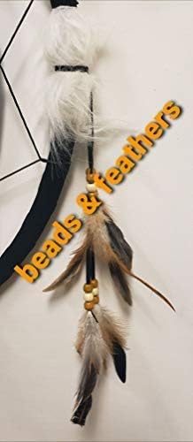 Kinnex Collections - 24” Medicine Shield Dream Catcher, Made with Wooden Beads and Real Feathers– DC24313– Decor/Gift (Horse)
