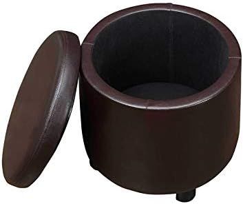 Designs4Comfort Round Accent Storage Ottoman with Reversible Tray Lid