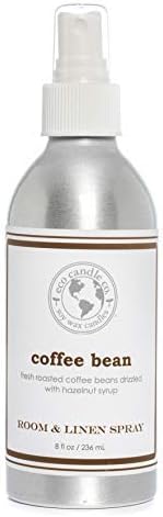 ECO CANDLE CO. Room & Linen Spray, Coffee Bean, 8 oz. - Scents Of Coffee Beans & Hazelnut - Recycled Aluminum Bottle, No Propellents, Pump Top, All Natural Ingredients