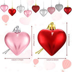 Skylety 30 Pieces Valentine's Day Heart Ornaments, Heart Shaped Decorations Tree Hanging Baubles for Valentine Wedding Anniversary, 3 Styles 2 Size (Multi-Color)