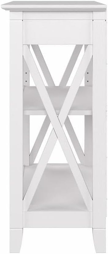 Bush Home Key West Small 2 Shelf Bookcase in Pure White Oak, Compact Home Organizer, Vertical Storage Solution, Bookshelf for Office or Living Room