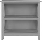 Bush Home Key West Small 2 Shelf Bookcase in Cape Cod Gray, Compact Home Organizer, Vertical Storage Solution, Bookshelf for Office or Living Room