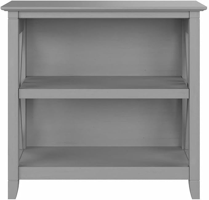 Bush Home Key West Small 2 Shelf Bookcase in Cape Cod Gray, Compact Home Organizer, Vertical Storage Solution, Bookshelf for Office or Living Room