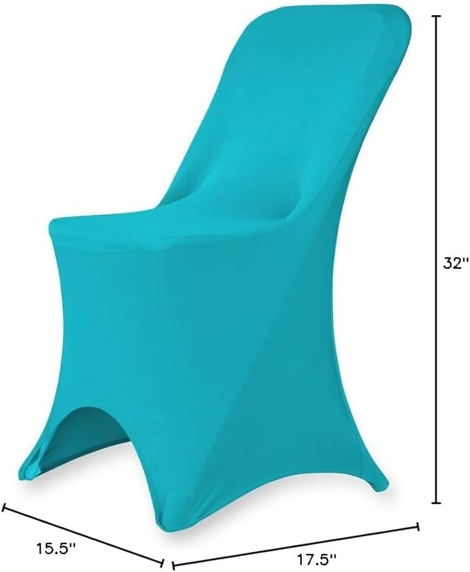 Set of 1/10/50Pcs Hotel Fitted Folding Dining Spandex Stretch Chair Covers - Wedding Reception Banquet Party Restaurant, 17 Colors! (50, Turquoise)