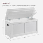 VASAGLE Storage Chest, Storage Bench with 2 Safety Hinges, Farmhouse Style, 15.7 x 39.4 x 18.1 Inches, for Entryway, Bedroom, Living Room, Cloud White ULSB061T10