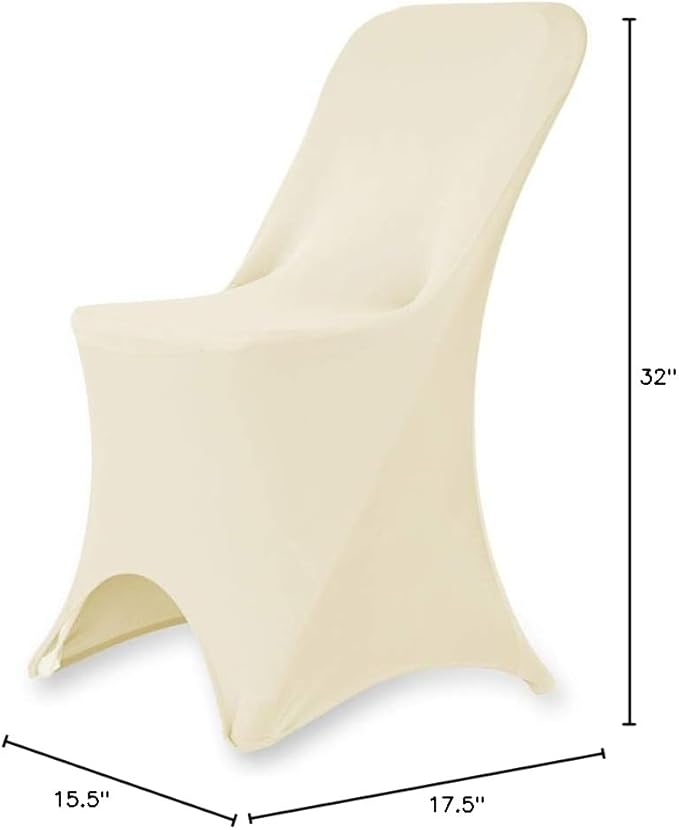 Set of 1/10/50Pcs Hotel Fitted Folding Dining Spandex Stretch Chair Covers - Wedding Reception Banquet Party Restaurant, 17 Colors! (1, Ivory)