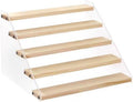 BYCY Wood Display Stand 5 Tier Clear Acrylic Display Shelf Riser for Perfumes Pop Figures Jewelry Cupcake Spice Desserts (1 Pack)