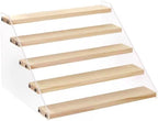 BYCY Wood Display Stand 5 Tier Clear Acrylic Display Shelf Riser for Perfumes Pop Figures Jewelry Cupcake Spice Desserts (1 Pack)