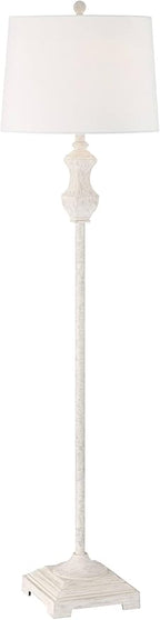 Barnes and Ivy Verona Traditional Shabby Chic 61 1/2" Tall Standing Floor Lamp Skinny Vintage White Living Room Bedroom House Reading Office Home Decor Entryway Dining Indoor Family Bedside
