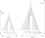 Modern Sculptures Home Decor, Sailboat Decor Ornament, Boat Decorations Statue Decor, Art Sculptures and Statues, Sailboat Gifts Home Office Bathroom Shelf Decor (White-2 Pack)