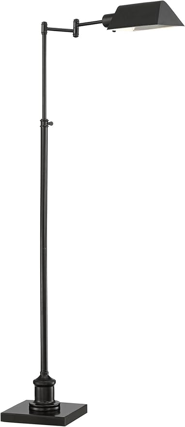 Regency Hill Jenson Traditional Farmhouse Adjustable Pharmacy Floor Lamp Standing Base Swing Arm 54" Tall Dark Bronze Metal Bright Downward Light for Living Room Reading House Bedroom