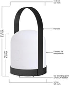 Mr.Go Portable LED Lantern Table Lamp | Cordless & USB Rechargeable | Remote Control & Dimmable | 16 RGB Colors & Kids Bedroom Outdoor Camping Light | Metal Handle (Black)