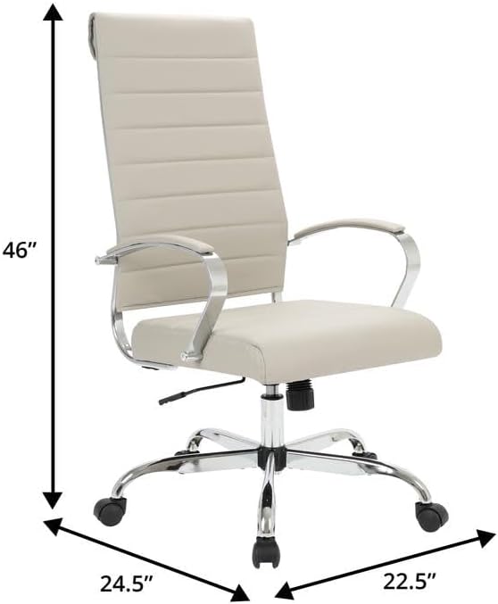 LeisureMod Benmar Modern High Back Leather Office Chair with Adjustable Height, Swivel Base, Ergonomic Design for Home Office, Study, or Workspace(Tan, Set of 2)