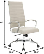 LeisureMod Benmar Modern High Back Leather Office Chair with Adjustable Height, Swivel Base, Ergonomic Design for Home Office, Study, or Workspace(Tan, Set of 2)