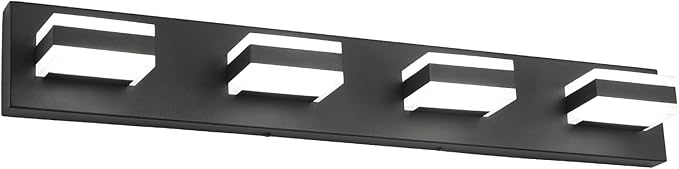 SOLFART Black Bathroom Light Fixtures 4 Lights Bathroom Vanity Light LED Vanity Lights Matt Black Vanity Lighting