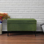 HomePop Upholstered Storage Bench with Metal Leg, 32" W, Blush Green