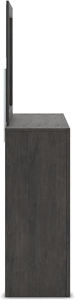 Signature Design by Ashley Parlayon Modern 6-Drawer Dresser and Mirror with Anti-Tipping Restraint, Black