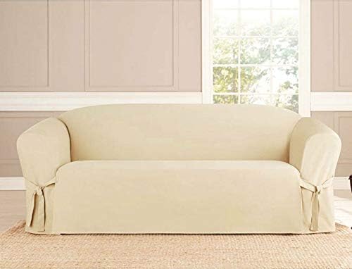 Linen Store Microsuede Furniture Slipcover, Couch Protector Machine Washable Sofa Cover Perfect for Kids, Dogs, Pets (Beige, Sofa)